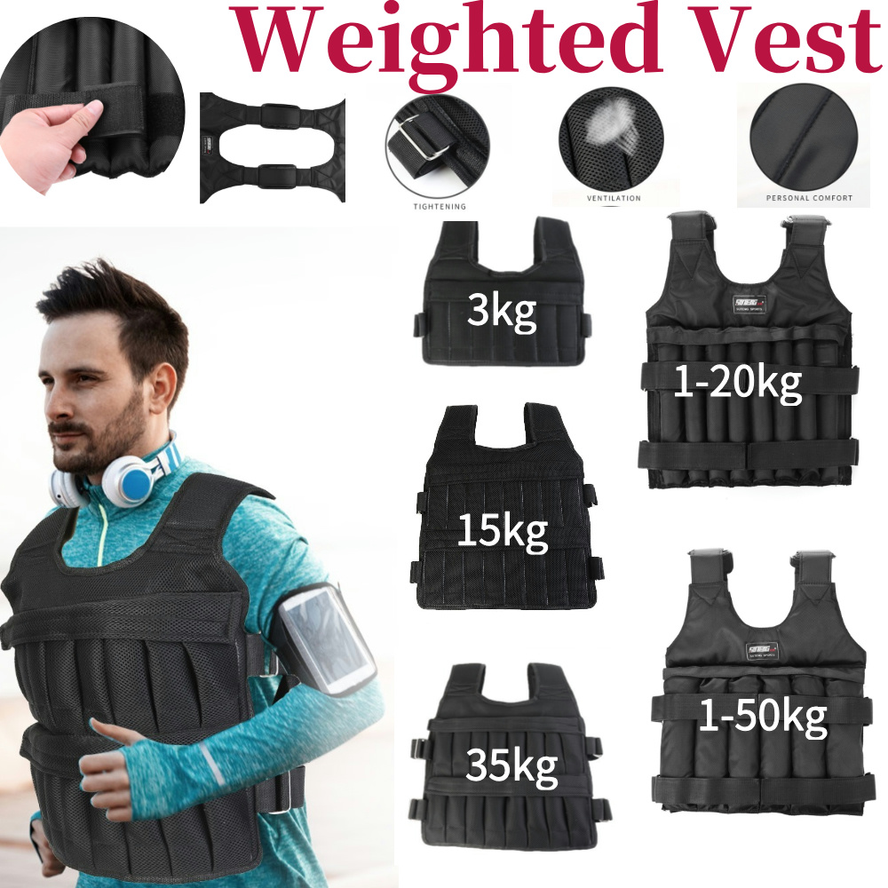 Crossfit Weight Vest - 3/15/35kg Workout Weight Jacket Adjustable Exercise