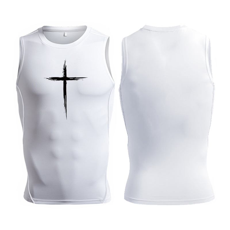 Cross Print Sleeveless Compres - огляд і ціна Crossfit Vest