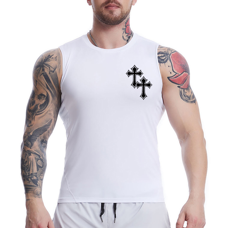 Cross Print Sleeveless Compres - огляд і ціна Crossfit Vest